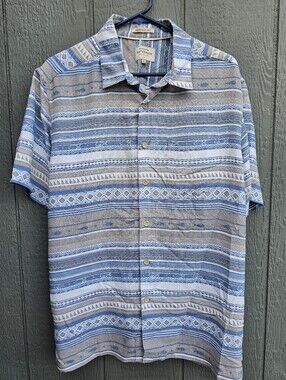 Quicksilver Waterman Collection Comfort Fit Button Up, Blue/Brown, Size S